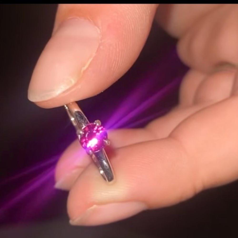 Solitaire Square Cut Purple Garnet 925 Sterling Silver Promise Ring